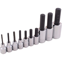 Hex Head Socket Set, Hex, 1/2"/3/8" Drive, 10 Pcs Auto-Cam