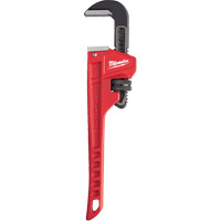 Pipe Wrench, 1-1/2" Jaw Capacity, 10" Long, Powder Coated Finish, Ergonomic Handle Auto-Cam