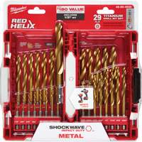 Shockwave Red Helix Drill Bit Set, 29 Pieces, Titanium Auto-Cam