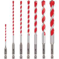 Large Shockwave Hammer Drill Bit Kit, 7 Pieces, Carbide Auto-Cam