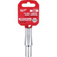 SAE Socket with Four Flat Sides, 11/32", 3/8" Drive, 6 Points, Deep Auto-Cam
