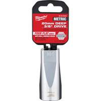 Metric Socket with Four Flat Sides, 20 mm, 3/8" Drive, 6 Points, Deep Auto-Cam