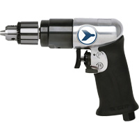 AD38VSRK Variable Speed Air Drill, 6 CFM, 1/4" NPT, 82 dBA, 3/8" Chuck, Keyed Auto-Cam