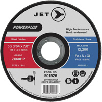 ZX46HP PowerPlus Cut-Off Wheel, 7" x 1/16", 7/8" Arbor, Type 1, 8500 RPM Auto-Cam