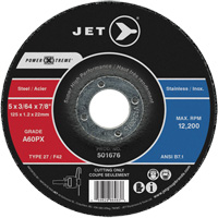 A60PX Power-Xtreme Cut-Off Wheel, 5" x 3/64", 7/8" Arbor, Type 27, 12200 RPM Auto-Cam