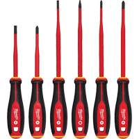 Insulated Slim Tip Screwdriver Set, 6 Pcs., Magnetic Auto-Cam