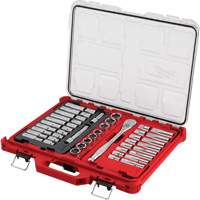 Ratchet & Socket Set with PACKOUT Low-Profile Organizer, 47 Pcs, 1/2" Drive Size, Deep Auto-Cam
