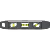 Torpedo Level, 9" L, Aluminum, 3 Vials, Magnetic Auto-Cam