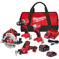 4-Tool Combo Kit, Lithium-Ion, 18 V Auto-Cam