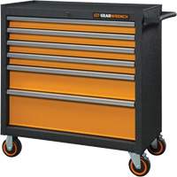 Armoire roulante pour outils s&eacute;rie GSX, 6 tiroirs, 36" la x 18-1/5" p x 37-2/5" h, Noir/Orange Auto-Cam