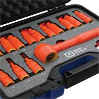 3/8" Drive SAE & Metric Hex Bit Insulated Socket and Attachment Set, 1000 V, 16 Pcs Auto-Cam