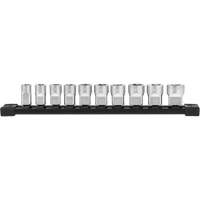 Metric Sockets with Four Flat Sides, 10 Pcs, 3/8" Drive Size Auto-Cam