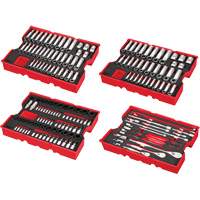 Metric & SAE Ratchet & Socket Set with Trays for PACKOUT Drawers, 242 Pcs, Impact, 1/4"/3/8"/1/2" Drive Size, Deep Auto-Cam