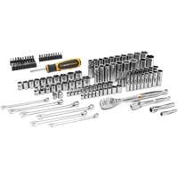 Jeu d'outils manuels pour m&eacute;canicien 90T SAE/m&eacute;trique avec prises 1/4" & 3/8" Auto-Cam