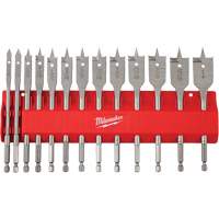 Flat Boring Bit Set, 13 Pieces, High Carbon Steel Auto-Cam