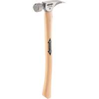 Titanium Milled Face Hammer with Curved Hickory Handle, 14 oz., Wood Handle, 18" L Auto-Cam