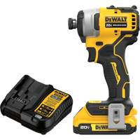 ATOMIC COMPACT SERIESMAX* Brushless Cordless Compact Impact Driver Kit, 1/4", 1700 in-lbs Max. Torque, 20 V, Lithium-Ion Auto-Cam