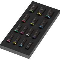 Insert en mousse pour jeu de douilles profondes Impaktor 1 Zyklop B, 15 Mcx, Chocs, Prise de 3/8", Profond Auto-Cam