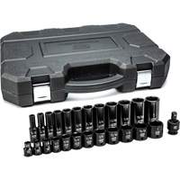 Jeu de douilles SAE &agrave; 6 pans, 25 Mcx, Chocs, Prise de 3/8", Profond Auto-Cam
