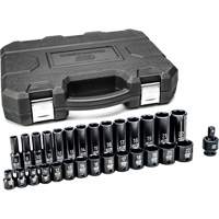 Jeu de douilles m&eacute;triques &agrave; 6 pans, 29 Mcx, Chocs, Prise de 3/8", Profond Auto-Cam