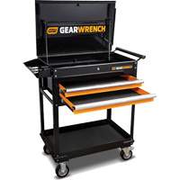 Utility Cart, 2 Drawers, 32-1/2" W x 42" H, Black/Orange Auto-Cam