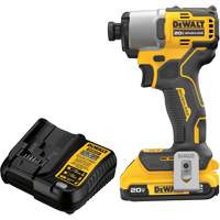Brushless Cordless Impact Driver Kit, 1/4", 1700 in-lbs Max. Torque, 20 V, Lithium-Ion Auto-Cam