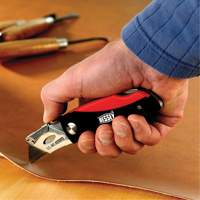Folding Utility Knife, 2-3/8" Blade, Plastic/Cushion Handle Auto-Cam