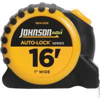 Ruban &agrave; mesurer Auto-Lock avec agrafe de ceinture en acier, 1" x 16', Marques de goujon 1/16" Auto-Cam