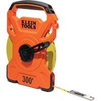 Open Reel Tape Measure with Single Hook and Carabiner, 1/2" x 300', 1/10" Graduations Auto-Cam