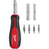 11-in-1 Magnetic 1/4" & 3/8" Drive Multi-Bit Screwdriver, 8" L, Cushion Grip Handle Auto-Cam