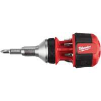 8-in-1 Compact Ratcheting 1/4" Drive Multi-Bit Driver, Cushion Grip Handle Auto-Cam