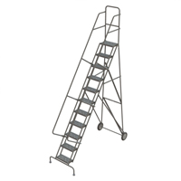 Steel Rolling Ladder, 11 Steps, 16" Step Width, 110" Platform Height, Steel Auto-Cam