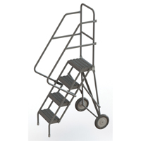 Rolling Ladder, 4 Steps, Serrated, 40" High Auto-Cam