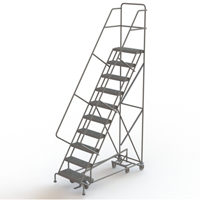 All Directional Rolling Ladder, 10 Steps, 24" Step Width, 100" Platform Height, Steel Auto-Cam
