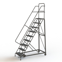 Heavy Duty Rolling Ladder, 9 Steps, 24" Step Width, 90" Platform Height, Steel Auto-Cam
