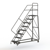 Heavy Duty Safety Slope Ladder, 8 Steps, Perforated, 50° Incline, 80" High Auto-Cam