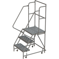 Escabeaux roulants &agrave; dessus profond, 3 marches, Largeur de la marche 16", Hauteur de la plateforme 30", Acier Auto-Cam