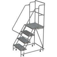 Escabeaux roulants &agrave; dessus profond, 4 marches, Largeur de la marche 16", Hauteur de la plateforme 40", Acier Auto-Cam