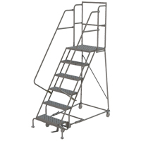 Escabeaux roulants &agrave; dessus profond, 7 marches, Largeur de la marche 16", Hauteur de la plateforme 70", Acier Auto-Cam