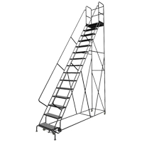 Escabeaux roulants &agrave; dessus profond, 15 marches, Largeur de la marche 24", Hauteur de la plateforme 150", Acier Auto-Cam