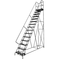 Deep Top Step Rolling Ladder, 15 Steps, 24" Step Width, 150" Platform Height, Steel VC779 | Auto-Cam