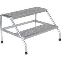 Aluminum Step Stand, 2 Step(s), 32-13/16" W x 24-9/16" L x 20" H, 500 lbs. Capacity VD458 | Auto-Cam