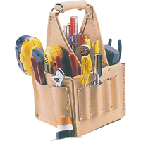 Porte-outils pour électricien et travaux d'entretien, Cuir, 17 pochettes, Beige VE823 | Auto-Cam