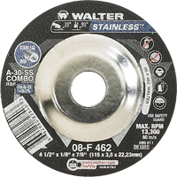 Depressed Centre Grinding Wheels - Stainless Type 27, 4-1/2" x 1/8", 7/8" Arbor, Type 27 Auto-Cam