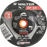 Double-X Depressed Centre Grinding Wheel, 5" x 1/4", 5/8"-11 Arbor, Type 27S Auto-Cam