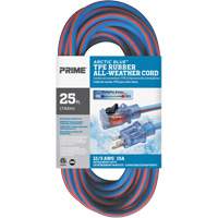 Arctic Blue TPE-Rubber Locking Extension Cord, All-Weather, SJEOW, 12/3 AWG, 15 A, 25' Auto-Cam