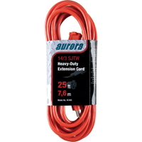 Vinyl Extension Cord, Outdoor, SJTW, 14/3 AWG, 15 A, 25' Auto-Cam