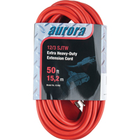 Vinyl Extension Cord, Outdoor, SJTW, 12/3 AWG, 15 A, 3 Outlet(s), 50' Auto-Cam