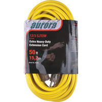 Vinyl Extension Cord with Light Indicator, Outdoor, SJTOW, 12/3 AWG, 15 A, 50' Auto-Cam