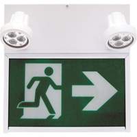 Running Man Exit Sign, LED, Battery Operated/Hardwired, 12" L x 12 1/2" W, Pictogram XE664 | Auto-Cam